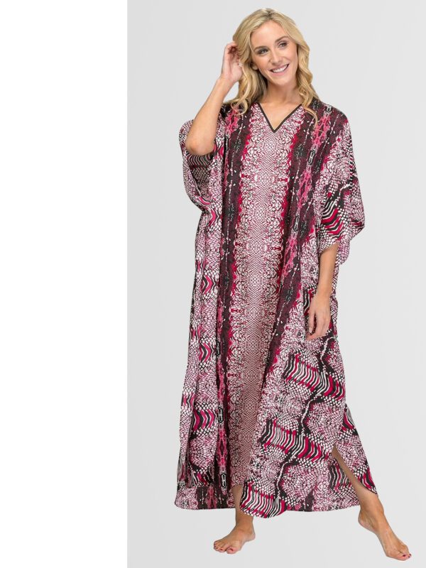 Ava Fuchsia Silk Kaftan Dress For Women