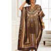 blessed digital silk kaftan dress