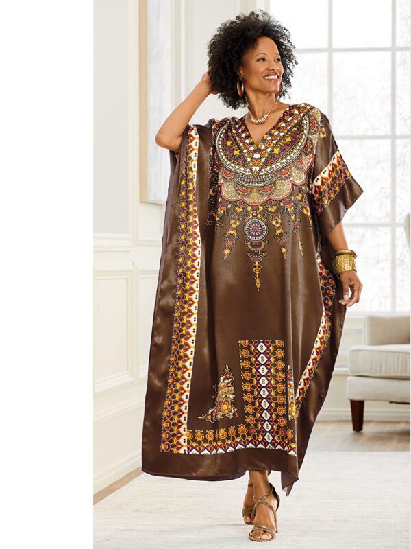 blessed digital silk kaftan dress