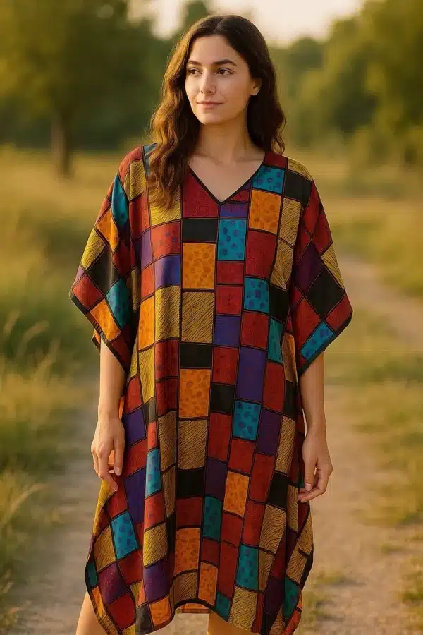 V Neck Midi Kaftan Dress for Women Loungewear