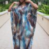 V Neck silk long maxi kaftan dress for women