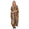 V Neck Silk Long Kaftan Abaya Dress for Women