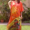 v-neck silk kaftan dress for women in Pakistan