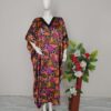 V-Neck with V-Band Silk Long Kaftan Dress for Women Front