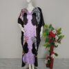 V-neck silk long kaftan dress for women in black color.