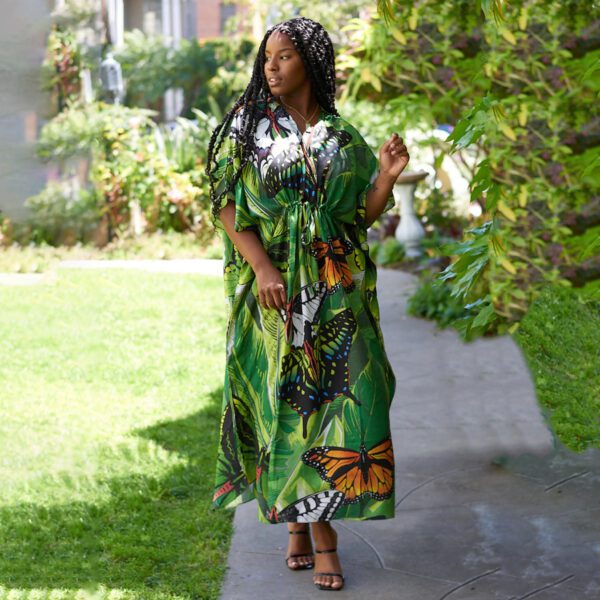 V Neck Lawn Maxi Dresses Style Kaftan Dress For Women