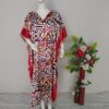 Red silk long kaftan dress for women