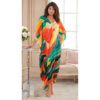 Double V Neck Lawn Long Hot Kaftan Dress For Women