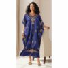 Curvy neck silk long kaftan dress for women