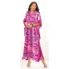 V-Neck with V-Band Silk Long Kaftan Dress for Women