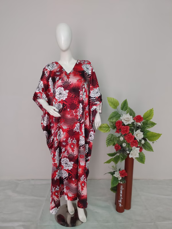 Floral Silk Long Kaftan Dress for women