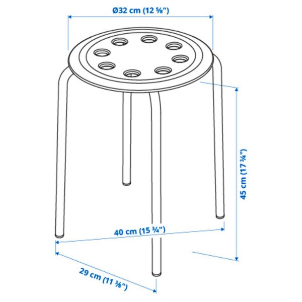 Stool Chair size sketch MARIUS IKEA