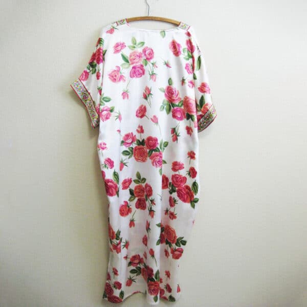 Floral Abaya Kaftan Dress White Back