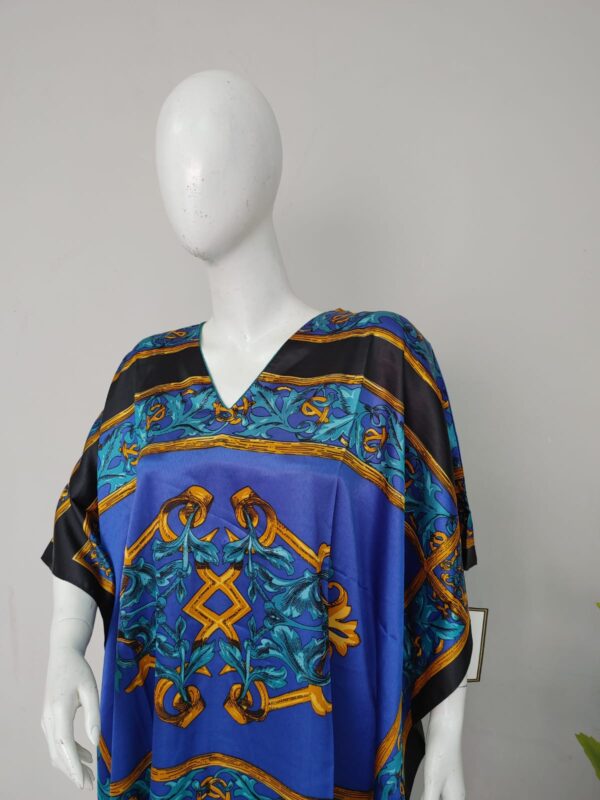 V Neck long silk kaftan dress