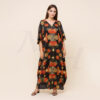 Black silk kaftan dress front