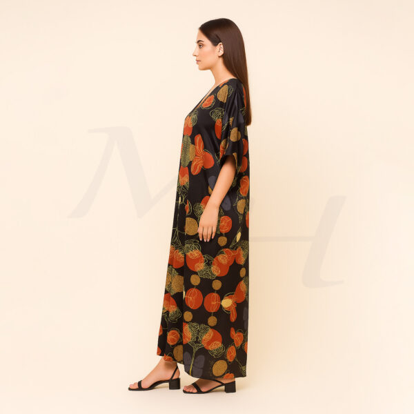 black silk kaftan side