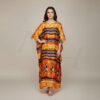 scoop neck silk long kaftan dress front