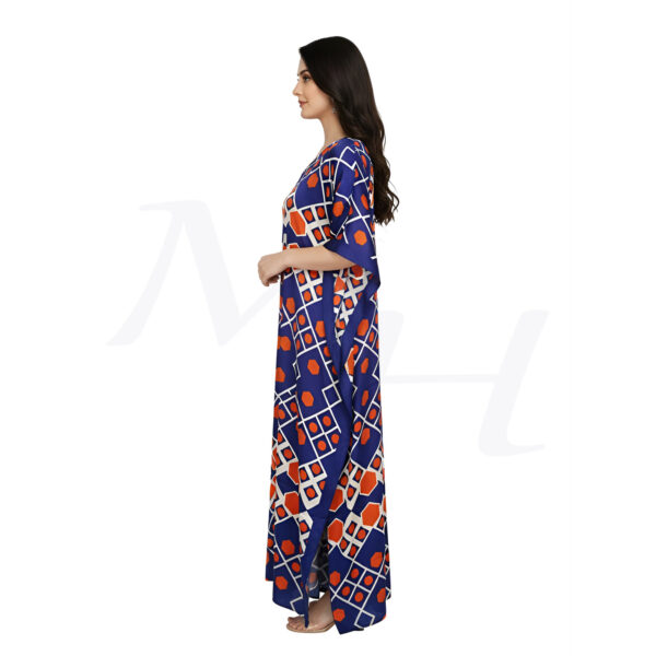 blue silk kaftan dress for women in Pakistan side