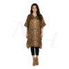 Leopard Print Silk Tunic Dress for Women and Girls Brown Front