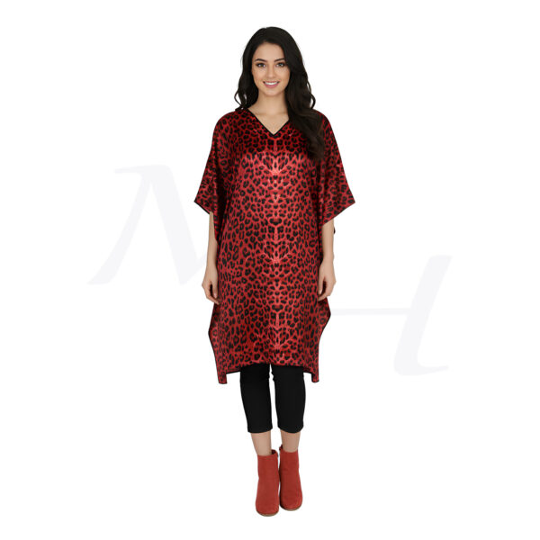 Leopard Print Silk Tunic Dress for Women and Girls Red Front